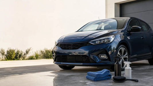 Sélection de produits d'entretien automobile autour d'une voiture propre en France