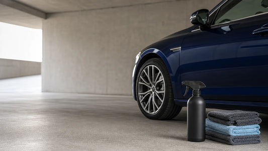 Sélection de produits de nettoyage voiture sans eau sur une carrosserie propre