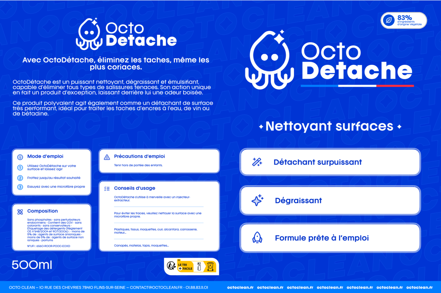 Octodétache - nettoyant surfaces puissant | dégraissant et détachant multi-surfaces