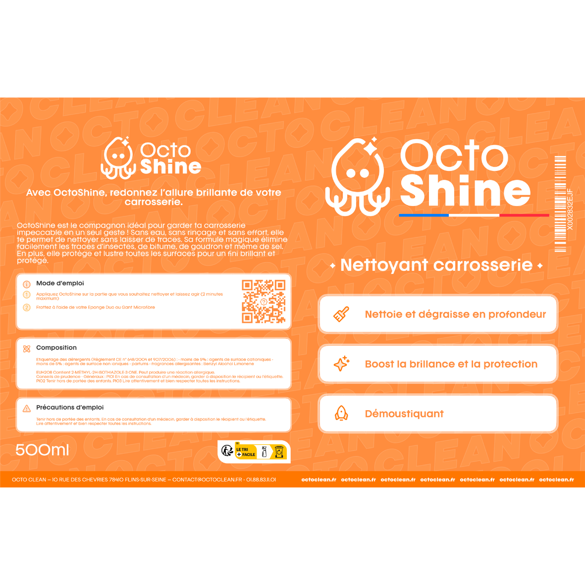Octoshine - nettoyant carrosserie brillance et protection | elimine insectes, bitume, goudron