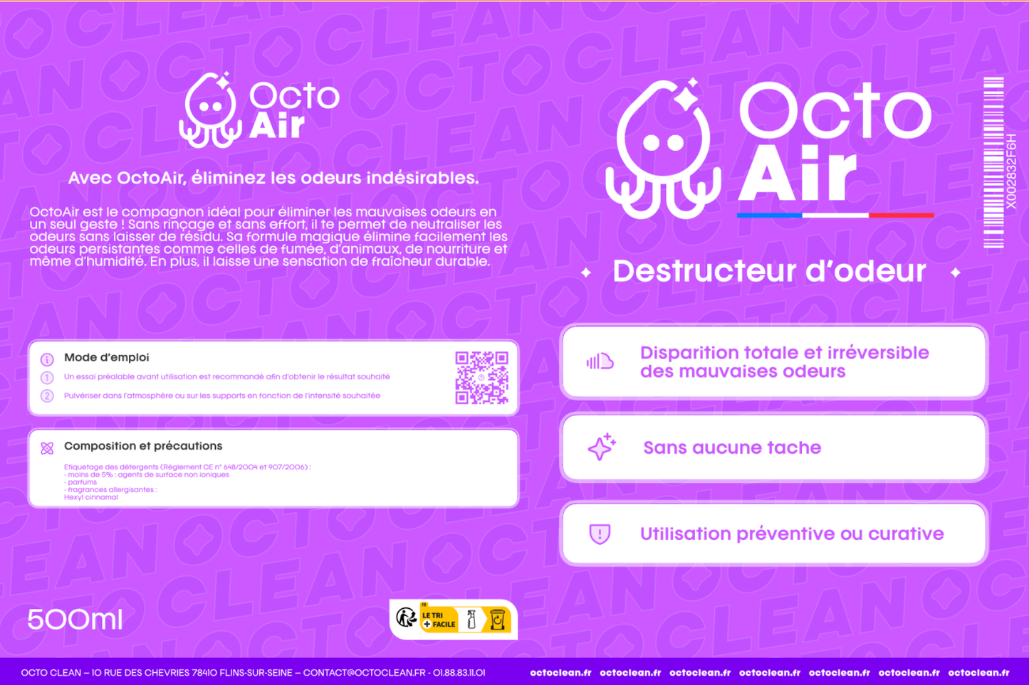 Octoair - destructeur d’odeurs efficace | elimine fumee, animaux et humidite