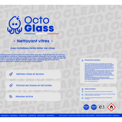 OctoGlass - Nettoyant Vitres et Ecrans | Brillance Sans Traces, Mousse Active
