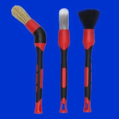 OctoClean Set de Pinceaux de Detailing (3 pcs + Connecteur) | Précision et Nettoyage Voiture Impeccable